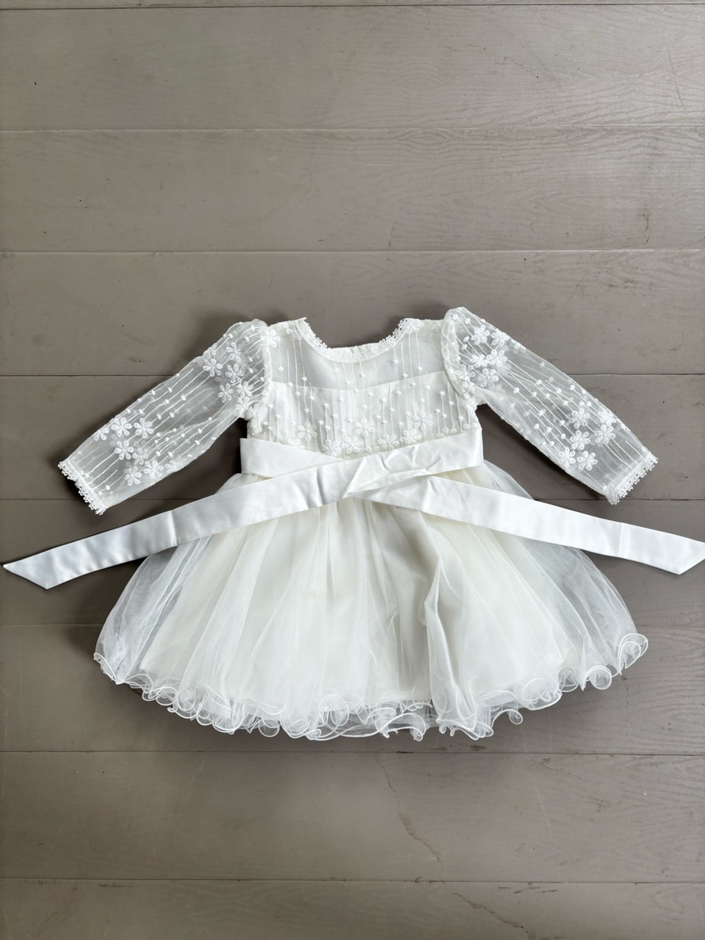 White Lace Tulle Flower Girl/ Baptism Dress